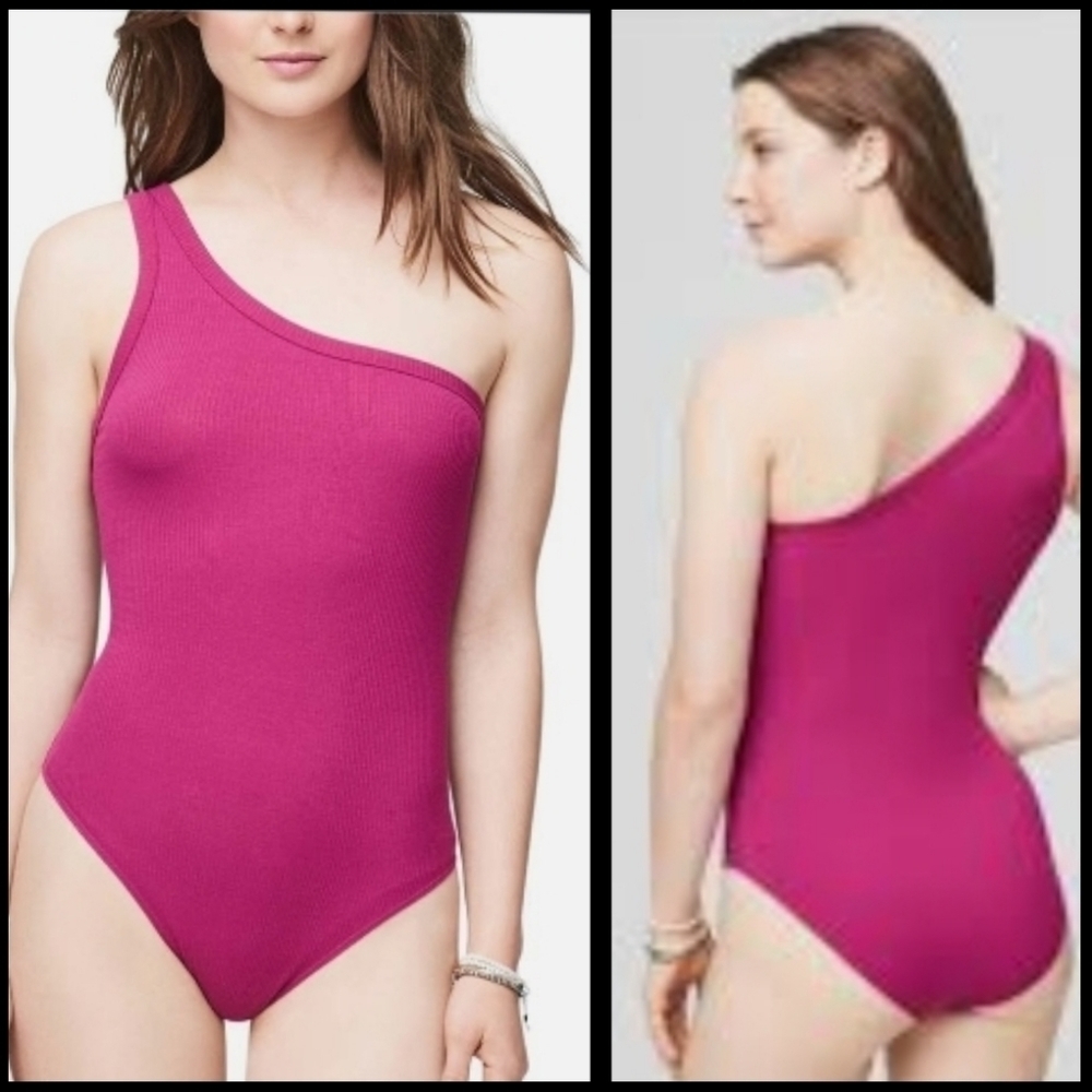 Pink One Shoulder Tanktop Bodysuit New XL